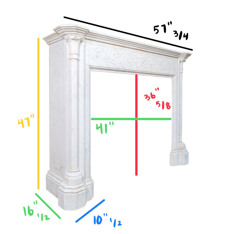Antique French Carrara Marble Mantel (M-GFMK)