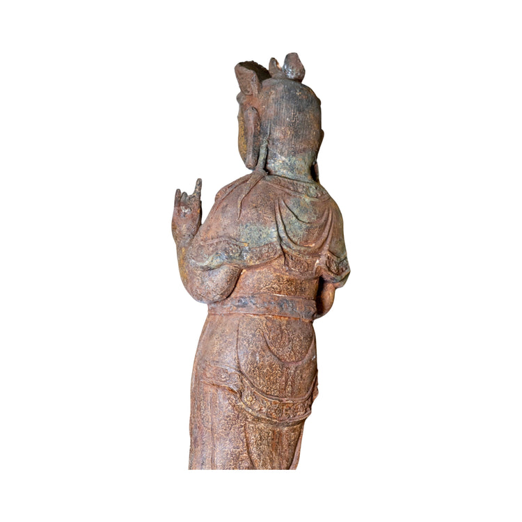 Antique Chinese Ming Dynasty Iron Standing Guanyin Sculpture (GE-AVKJ)