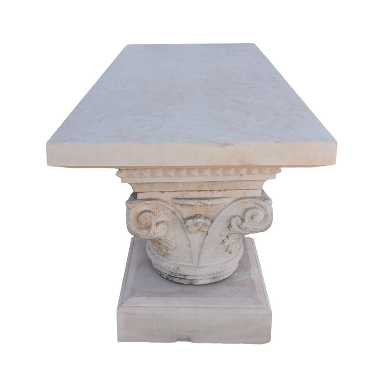 Bespoke Contemporary French Limestone Table with Antique Pillars (T-BAWD)