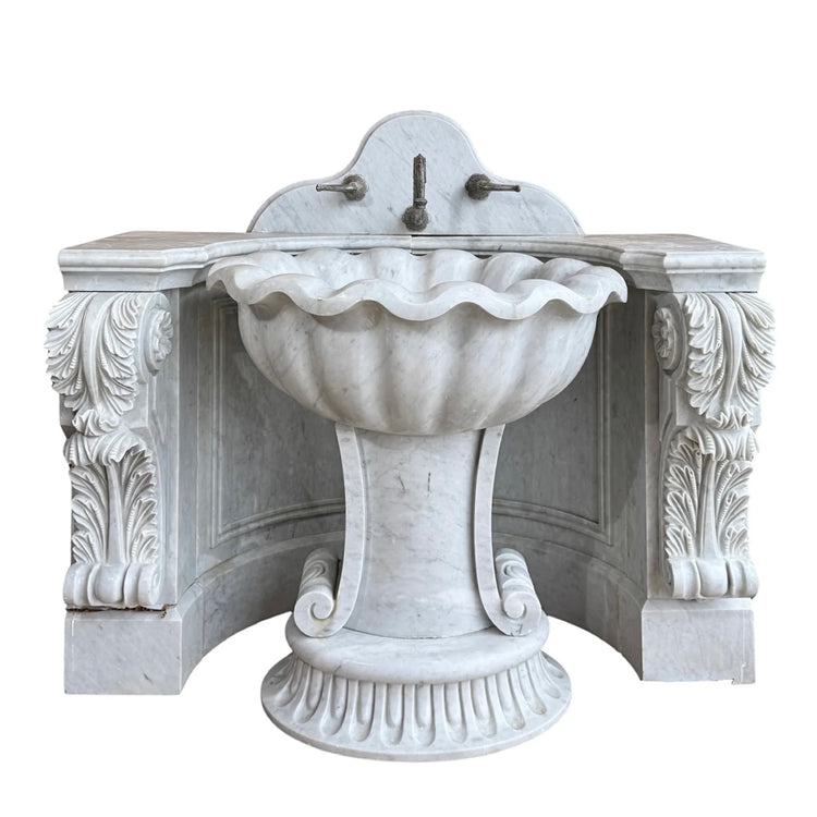 Italian White Carrara Marble Vanity Wall Sink (S-XWVE)