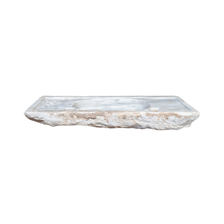 Antique French White Carrara Marble Rectangular Sink (S-PTGM)