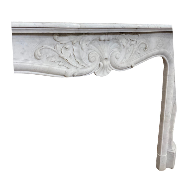 French White Veined Carrara Marble Mantel