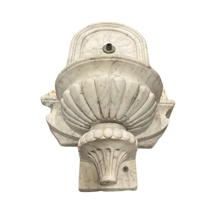 Antique Italian White Carrara Marble Wall Fountain (F-NDQG)