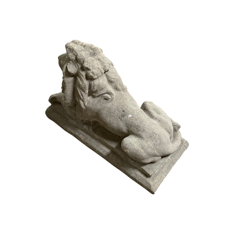 Pair of French Limestone Composite Lion Sculptures