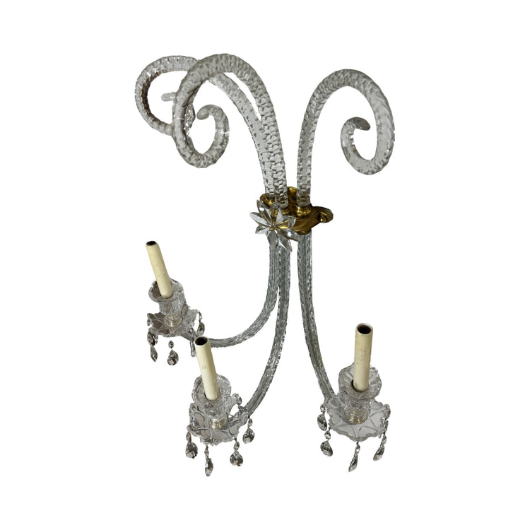 Pair of French Baccarat Crystal Wall Sconces (L-FKMT)