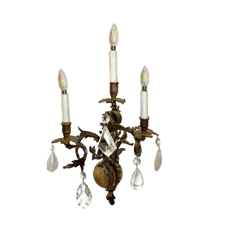 Pair of Antique French Bronze Wall Sconces (L-FLGN)