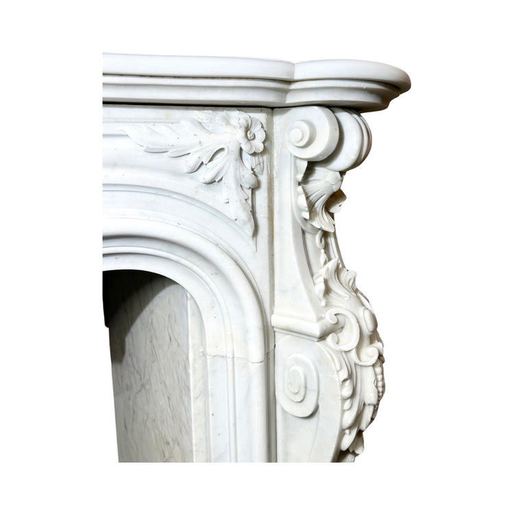 French White Veined Carrara Marble Mantel