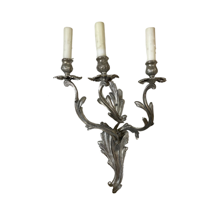 Pair of Antique Silver Wall Sconces (L-RSAW)
