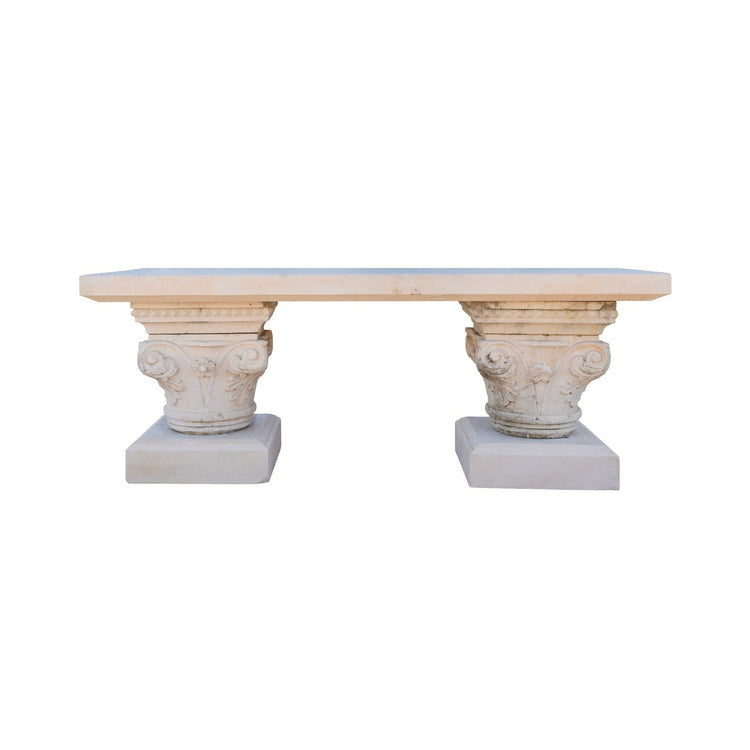Bespoke Contemporary French Limestone Table with Antique Pillars (T-BAWD)