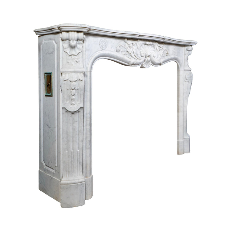 Antique French White Carrara Marble Mantel (M-ZJ0H)