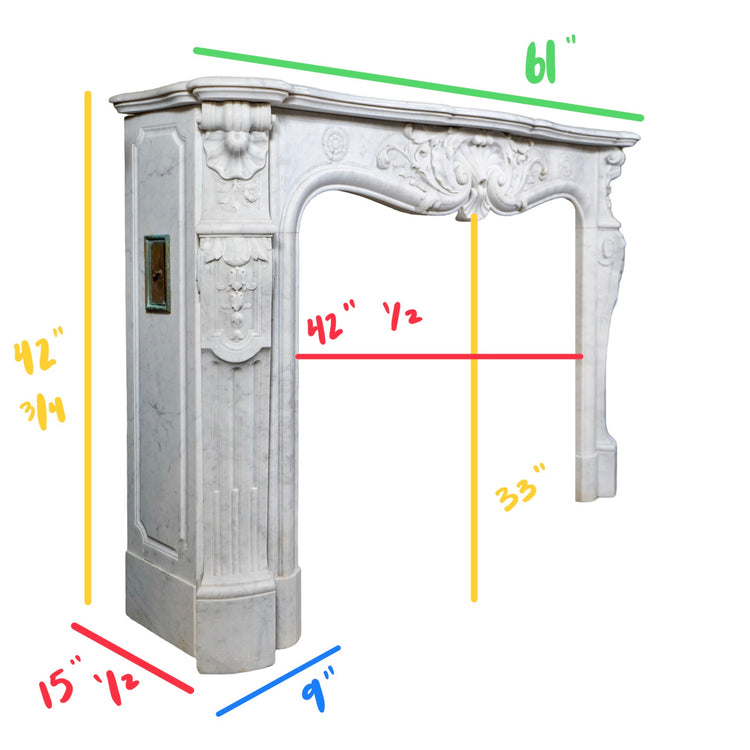 Antique French White Carrara Marble Mantel (M-ZJ0H)