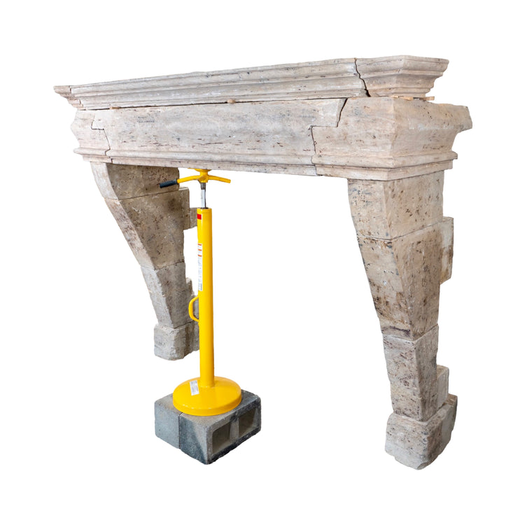 Antique French Burgundy Limestone Mantel (M-IZVI)