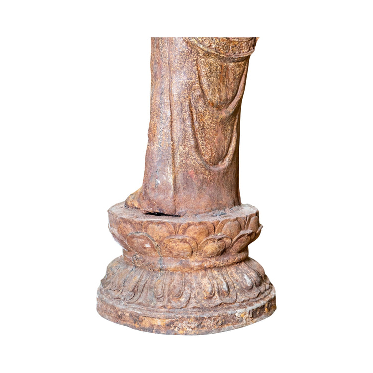 Antique Chinese Ming Dynasty Iron Standing Guanyin Sculpture (GE-AVKJ)