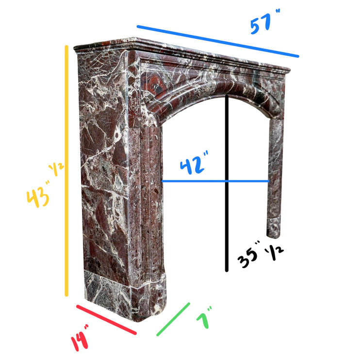Antique Italian Levanto Rouge Marble Mantel (M-CTSQ)