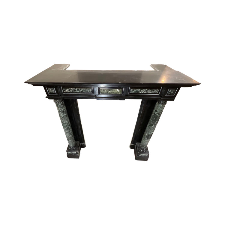 Antique Belgian Maurin Green and Mazy Black Marble Mantel (MCH4245)