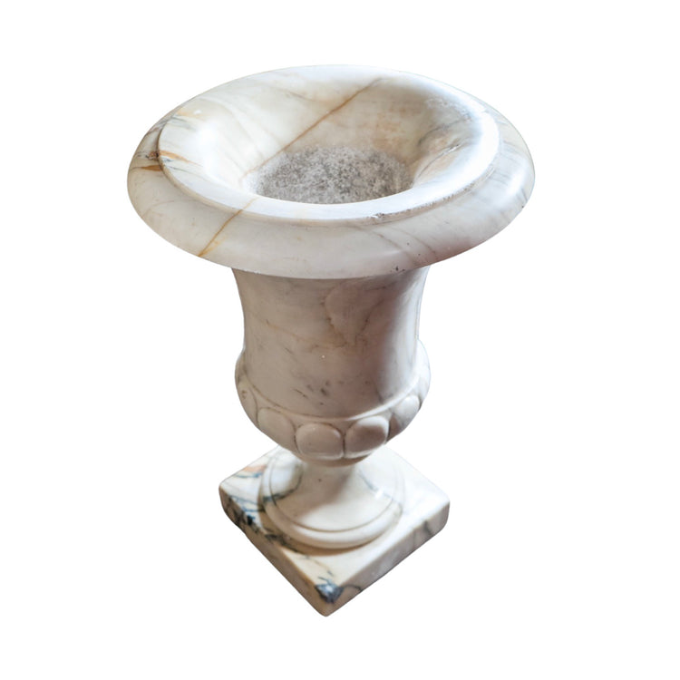 Pair of Italian White Breche Marble Planters (V-BNXC)