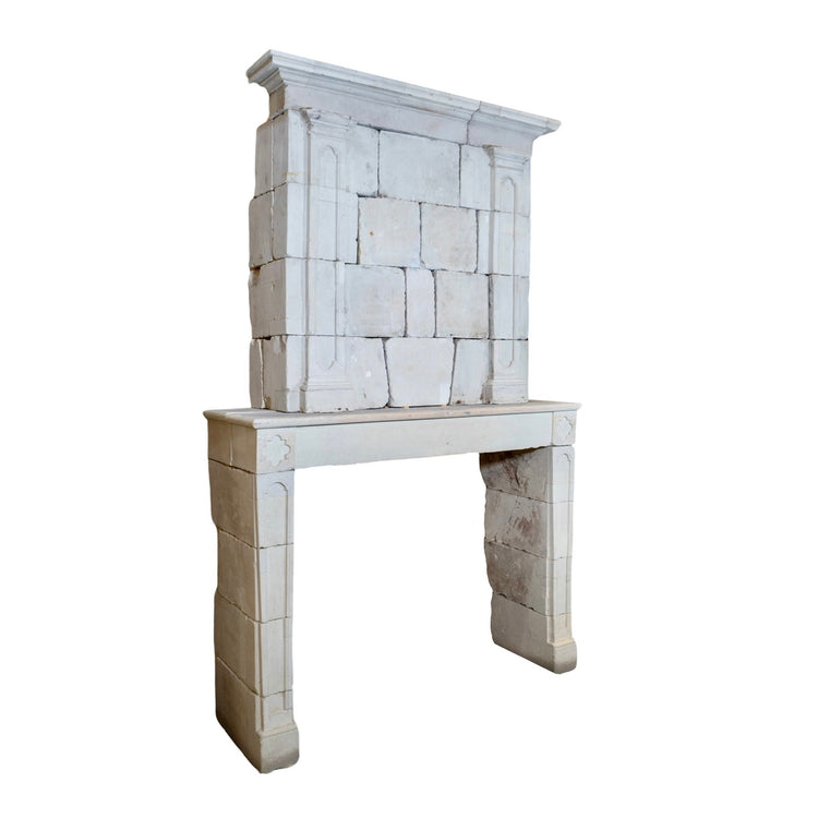 Antique French Limestone Fireplace (ALCH474)