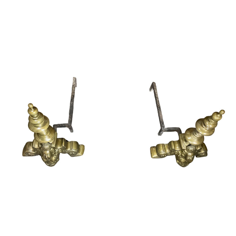 Antique French Bronze Andirons (FA-JETH)