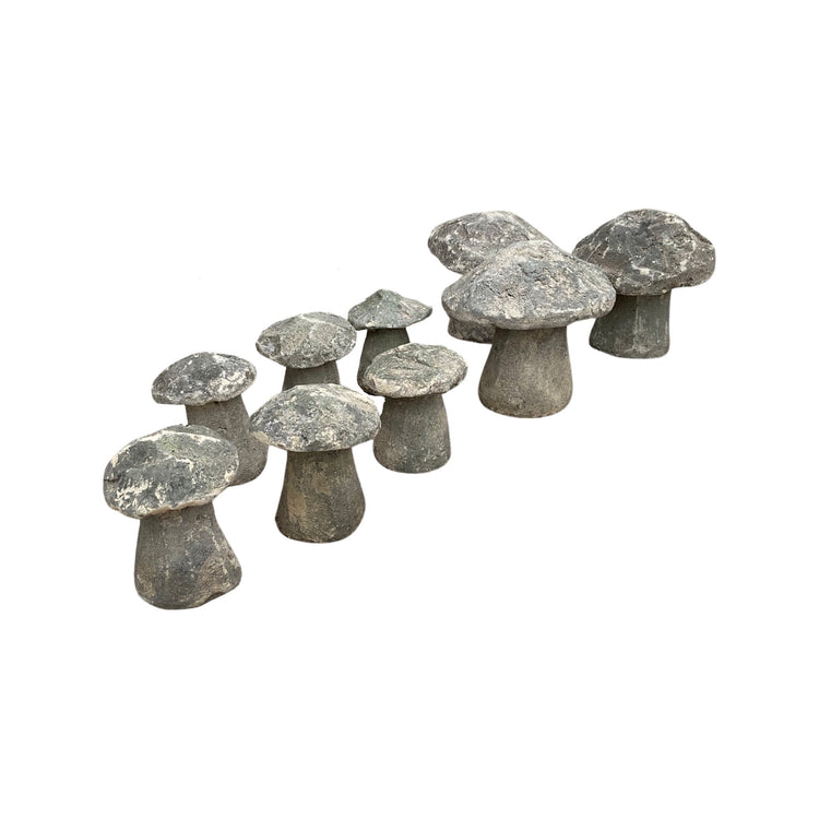 English Limestone Mushroom Sculptures