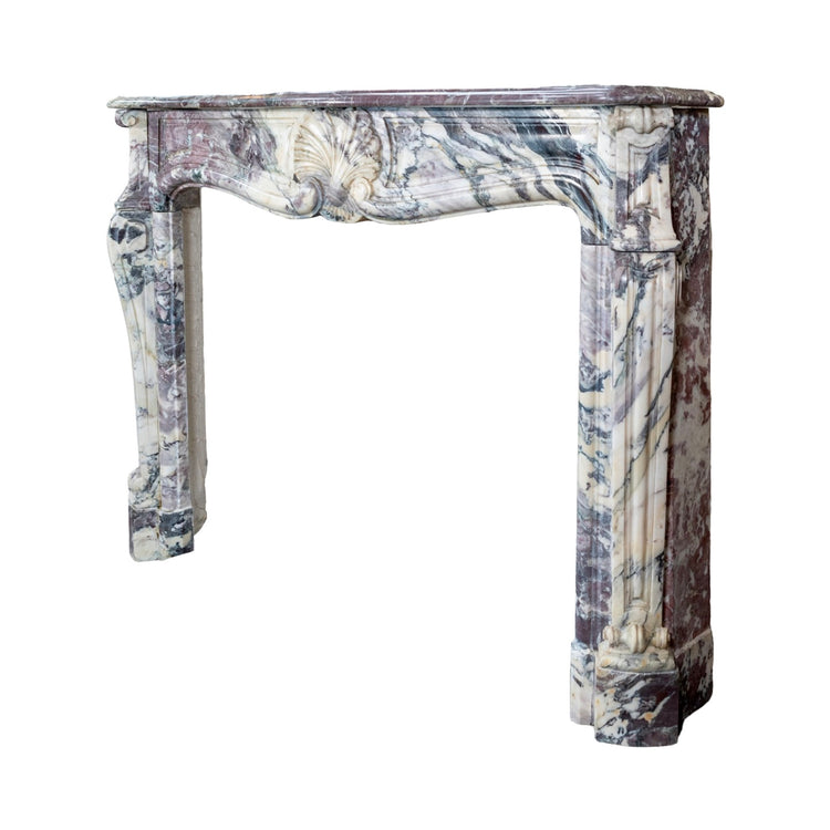 Antique French Villefranche Peach Flower Marble Mantel (MCH1057)