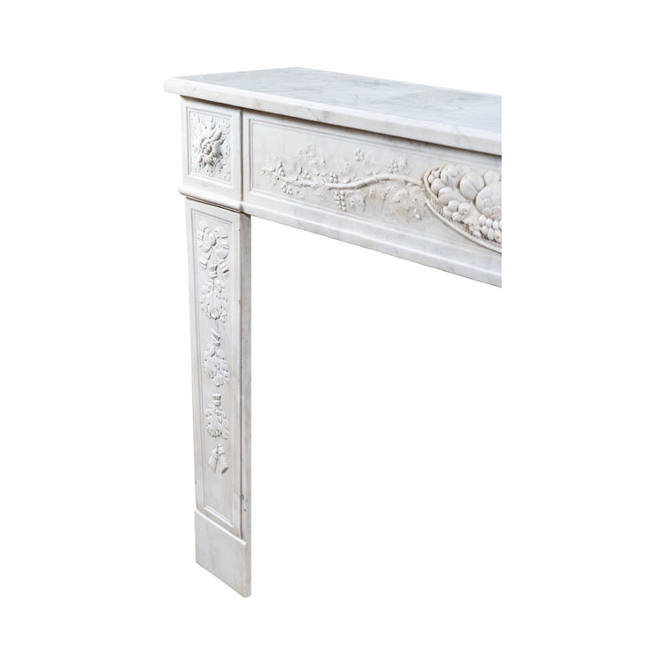 Antique French White Carrara Marble Mantel (MCH1086)