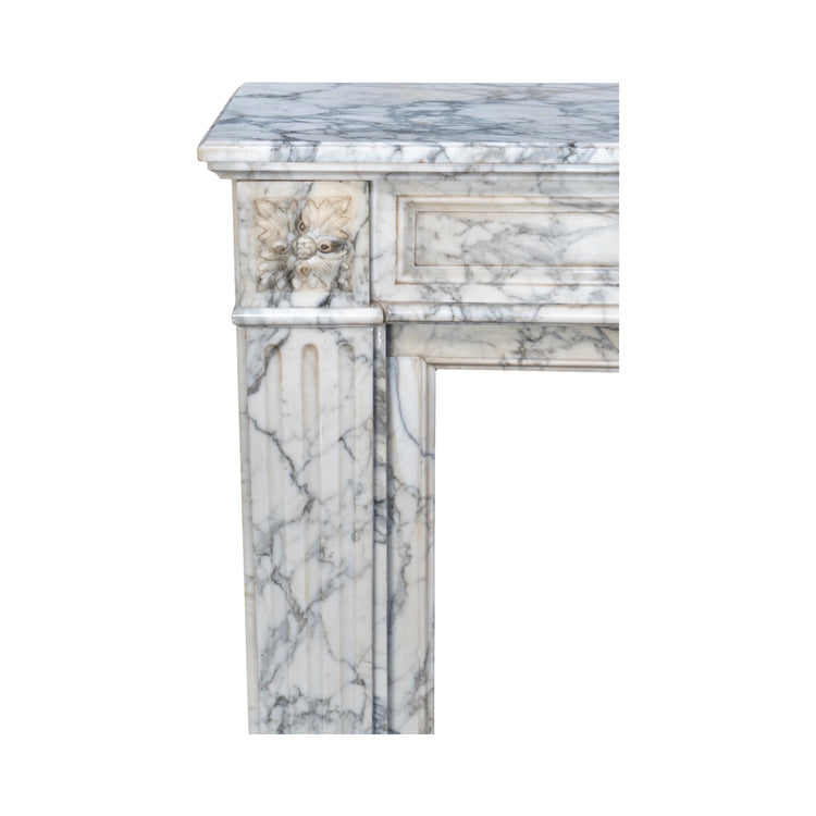 Antique French White Carrara Marble Mantel (M-W2LP)