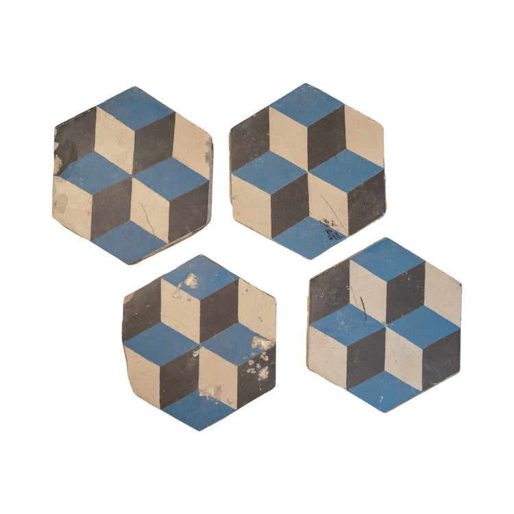 Reclaimed French Encaustic Hexagonal Geometric Concrete Tile (ET-HSMW)