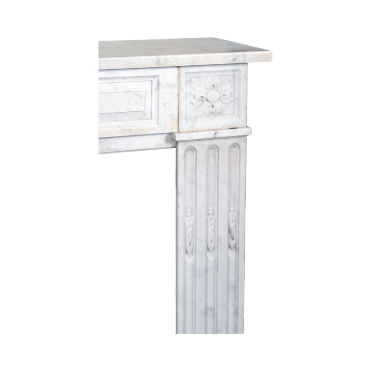 Antique French White Carrara Marble Mantel (M-YJRK)