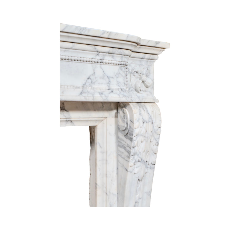 Antique French Carrara Marble Mantel (M-AHFQ)