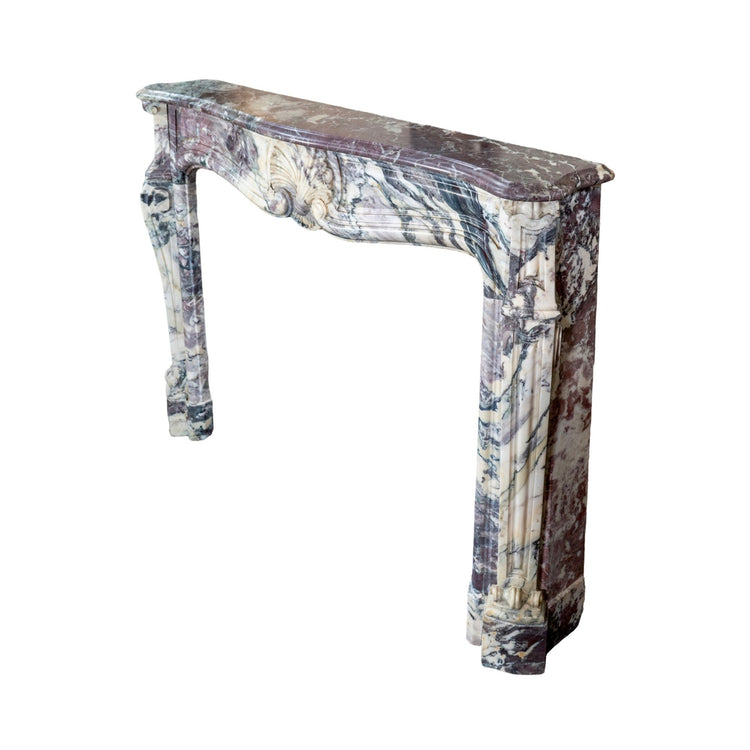 Antique French Villefranche Peach Flower Marble Mantel (MCH1057)