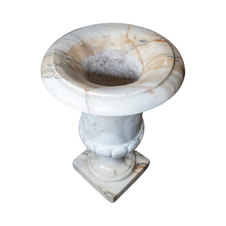 Pair of Italian White Breche Marble Planters (V-BNXC)