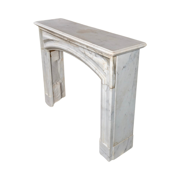 Antique French White Veined Carrara Marble Mantel (M-RHMA)
