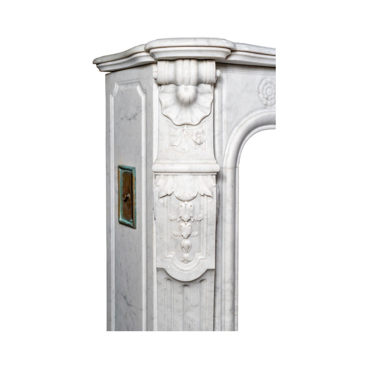 Antique French White Carrara Marble Mantel (M-ZJ0H)