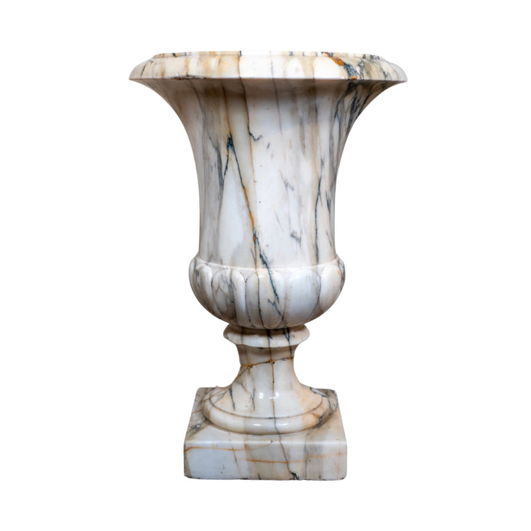 Pair of Italian White Breche Marble Planters (V-BNXC)