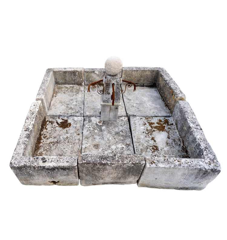 Antique French Limestone Central Fountain (F-WGVA)