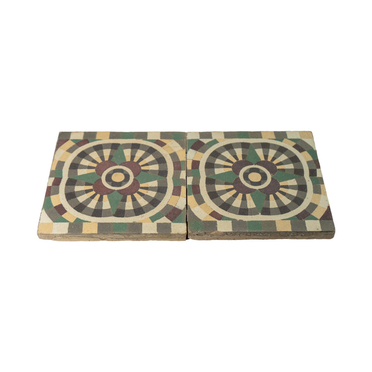 Reclaimed French Encaustic Geometric Concrete Tile (ET-CYFQ)