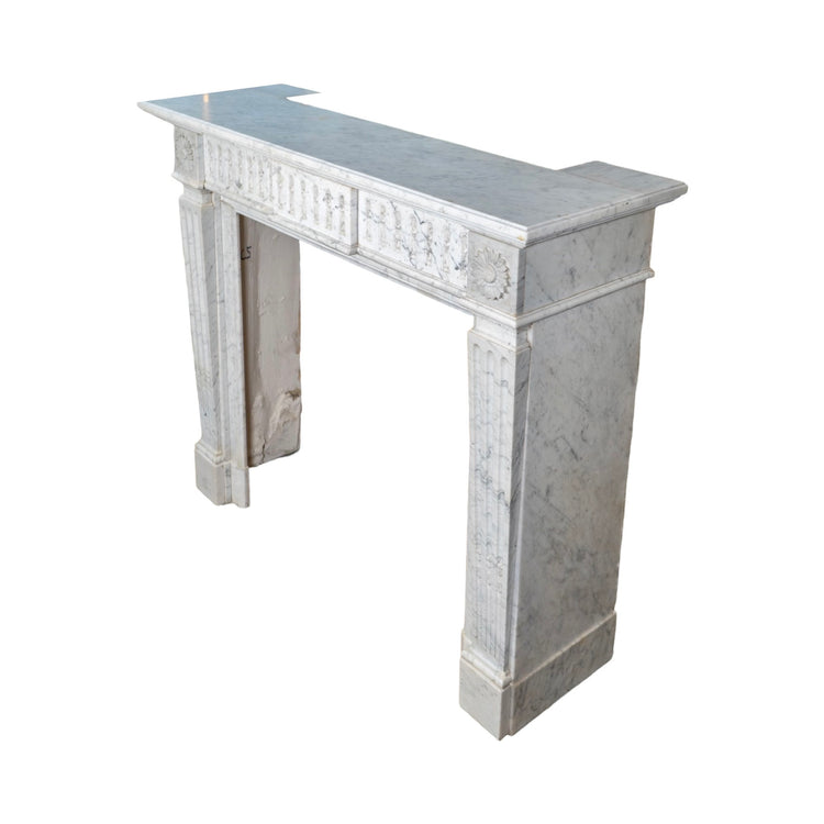 Antique French White Veined Carrara Marble Mantel (M-UCHW)