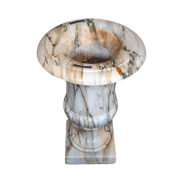 Pair of Italian White Breche Marble Planters (V-BNXC)