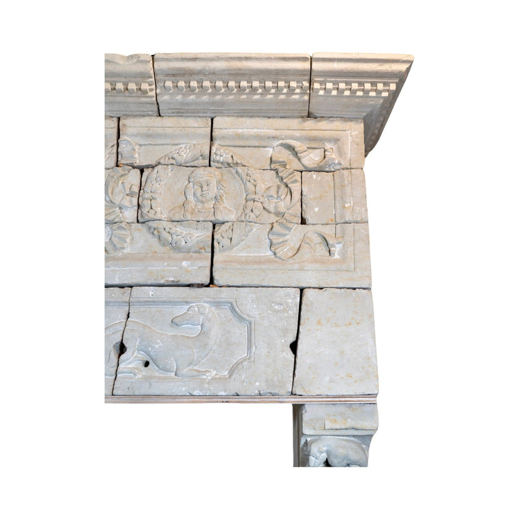 Antique French Limestone Fireplace (ALCH-561)