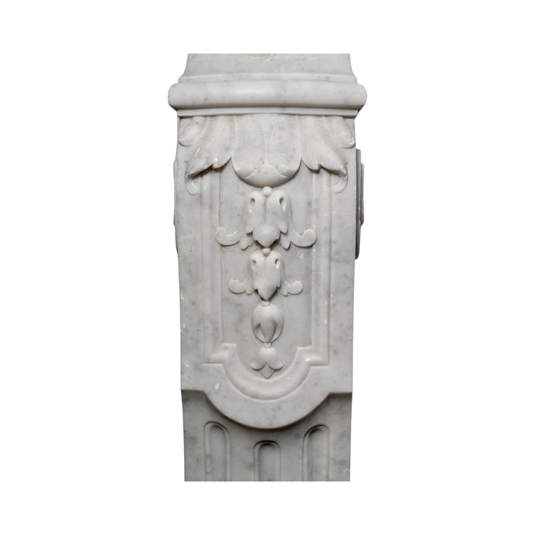 Antique French White Carrara Marble Mantel (M-ZJ0H)