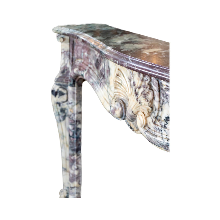 Antique French Villefranche Peach Flower Marble Mantel (MCH1057)