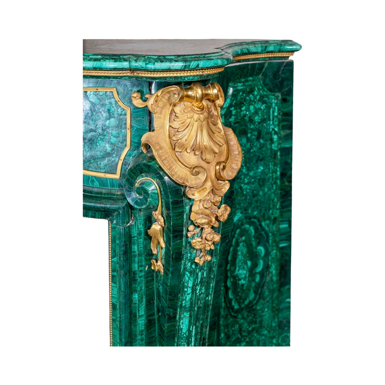 Antique French Malachite Crystal Marble Mantel (MCH1078)