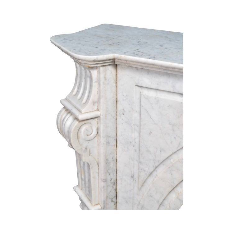 Antique French White Veined Carrara Marble Mantel (M-HREA)