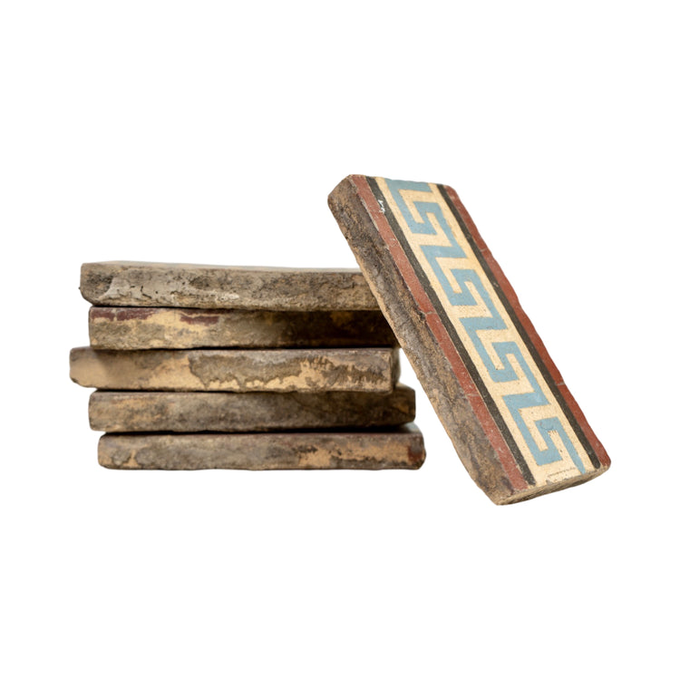 Reclaimed French Encaustic Decorative Greek Key Concrete Border Tile (ET-DKBQ)