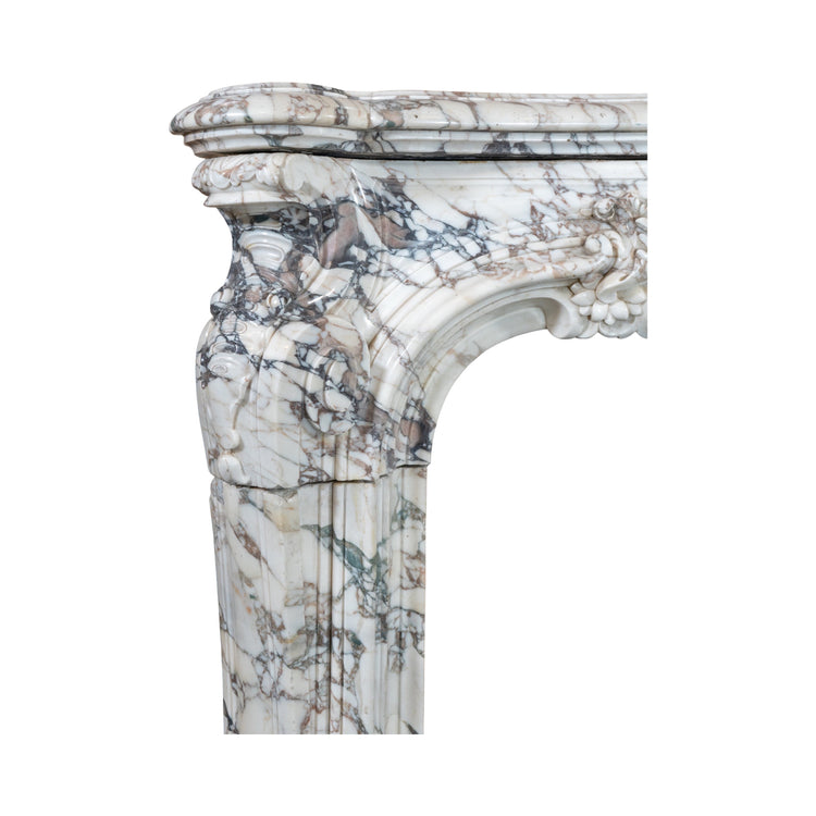 Antique Italian Roman Baixas White Breccia Marble Mantel (MCH1068)