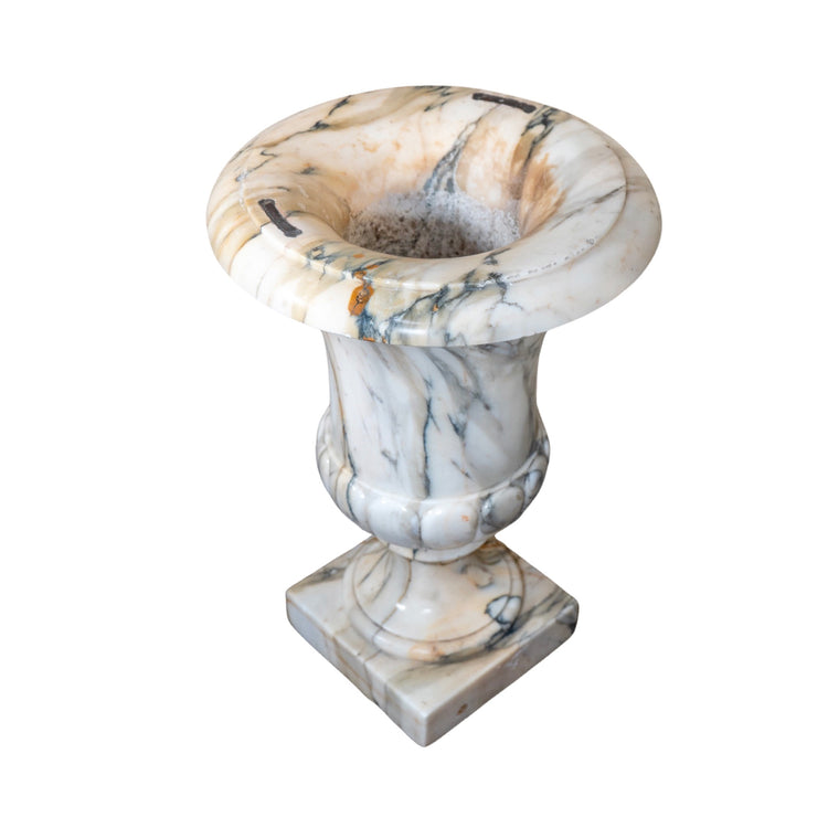Pair of Italian White Breche Marble Planters (V-BNXC)