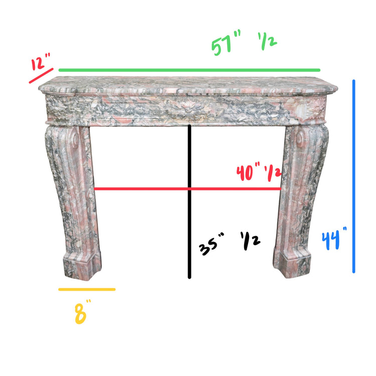 Antique French Rose de Norvege Marble Mantel (M30126)