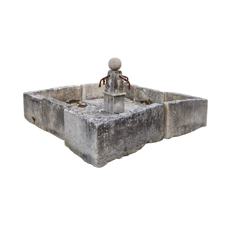 Antique French Limestone Central Fountain (F-WGVA)