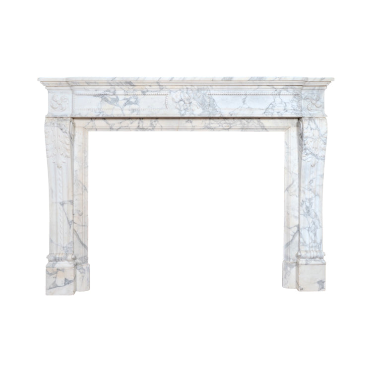 Antique French Carrara Marble Mantel (M-AHFQ)