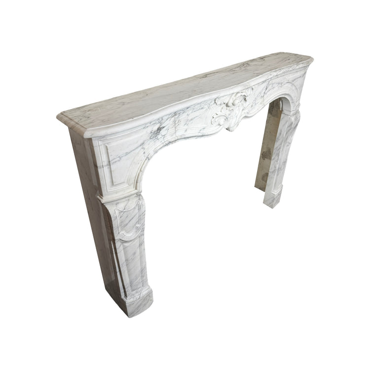 French White Veined Carrara Marble Mantel